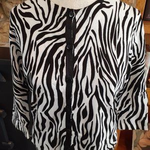 Designers Originals Black/White Zebra Cardigan Sweater S